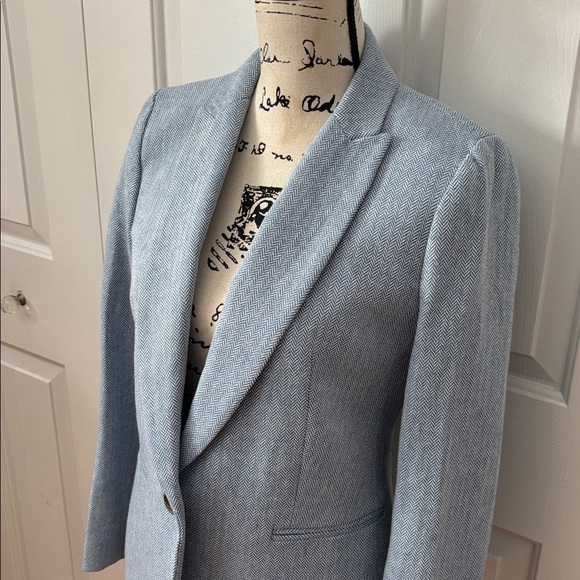 New J. Crew Herringbone one button blue blazer sz 6 - Picture 8 of 14
